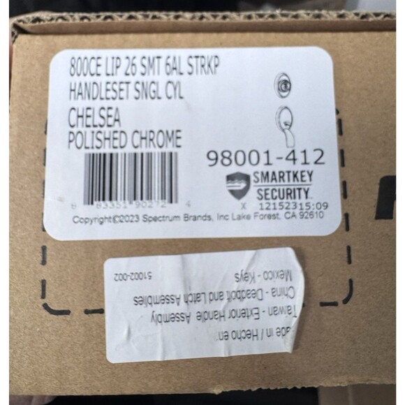 Kwikset Chelsea Single Cylinder Handleset Smartkey Polished Chrome Exterior ONLY - Picture 2 of 16